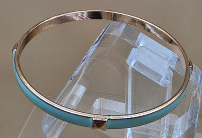 Mint Enamel/Goldtone 8" Bangle Bracelet