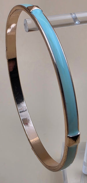 Mint Enamel/Goldtone 8" Bangle Bracelet