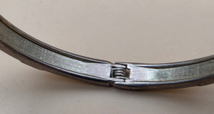 Cream Enamel/Silvertone/Glass Stone 7.5" Bangle Bracelet