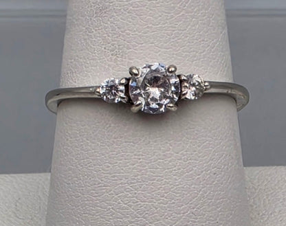 IBB Clear Zircon/Sterling Silver Solitaire Ring Size 8.75