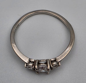 IBB Clear Zircon/Sterling Silver Solitaire Ring Size 8.75