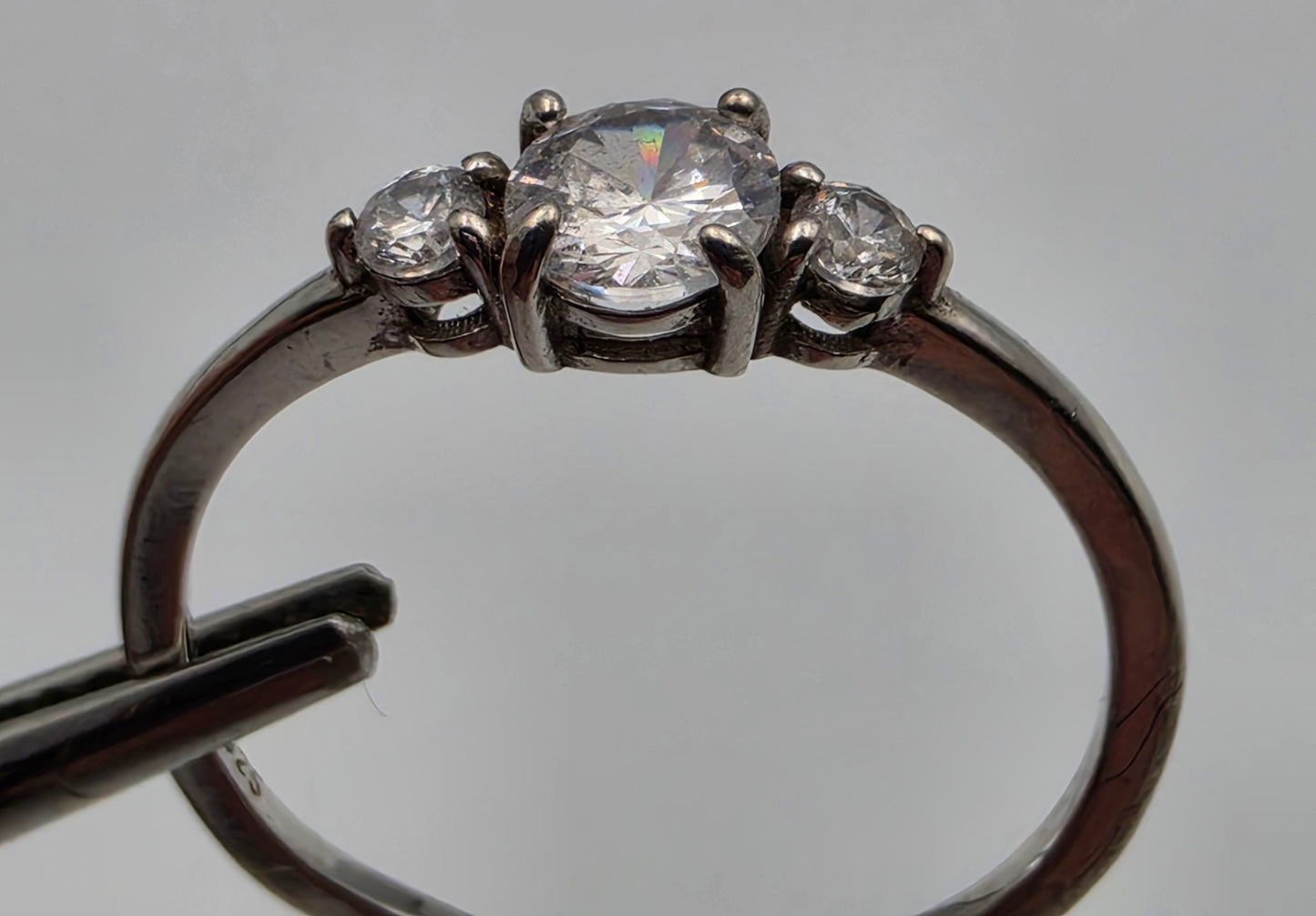 IBB Clear Zircon/Sterling Silver Solitaire Ring Size 8.75