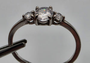 IBB Clear Zircon/Sterling Silver Solitaire Ring Size 8.75