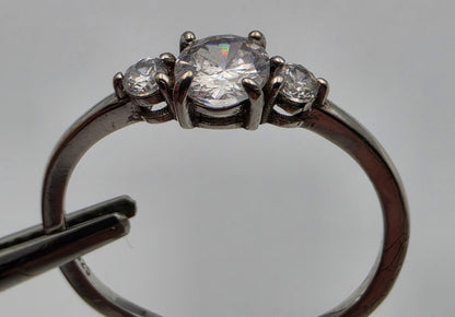 IBB Clear Zircon/Sterling Silver Solitaire Ring Size 8.75