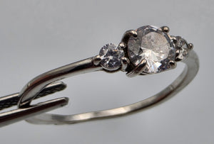 IBB Clear Zircon/Sterling Silver Solitaire Ring Size 8.75