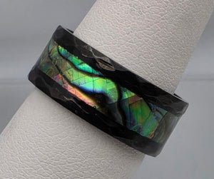 Abalone Inlaid/Faceted Cut Band Ring Size 5.75