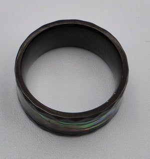 Abalone Inlaid/Faceted Cut Band Ring Size 5.75