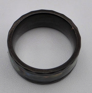 Abalone Inlaid/Faceted Cut Band Ring Size 5.75