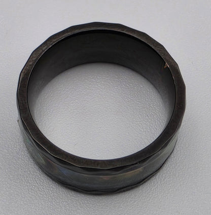 Abalone Inlaid/Faceted Cut Band Ring Size 5.75
