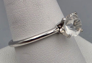 UNCAS Clear Glass/Silver Plated Solitaire Ring Size 10