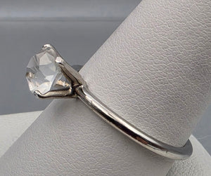 UNCAS Clear Glass/Silver Plated Solitaire Ring Size 10