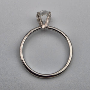 UNCAS Clear Glass/Silver Plated Solitaire Ring Size 10
