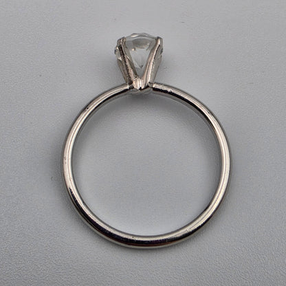 UNCAS Clear Glass/Silver Plated Solitaire Ring Size 10