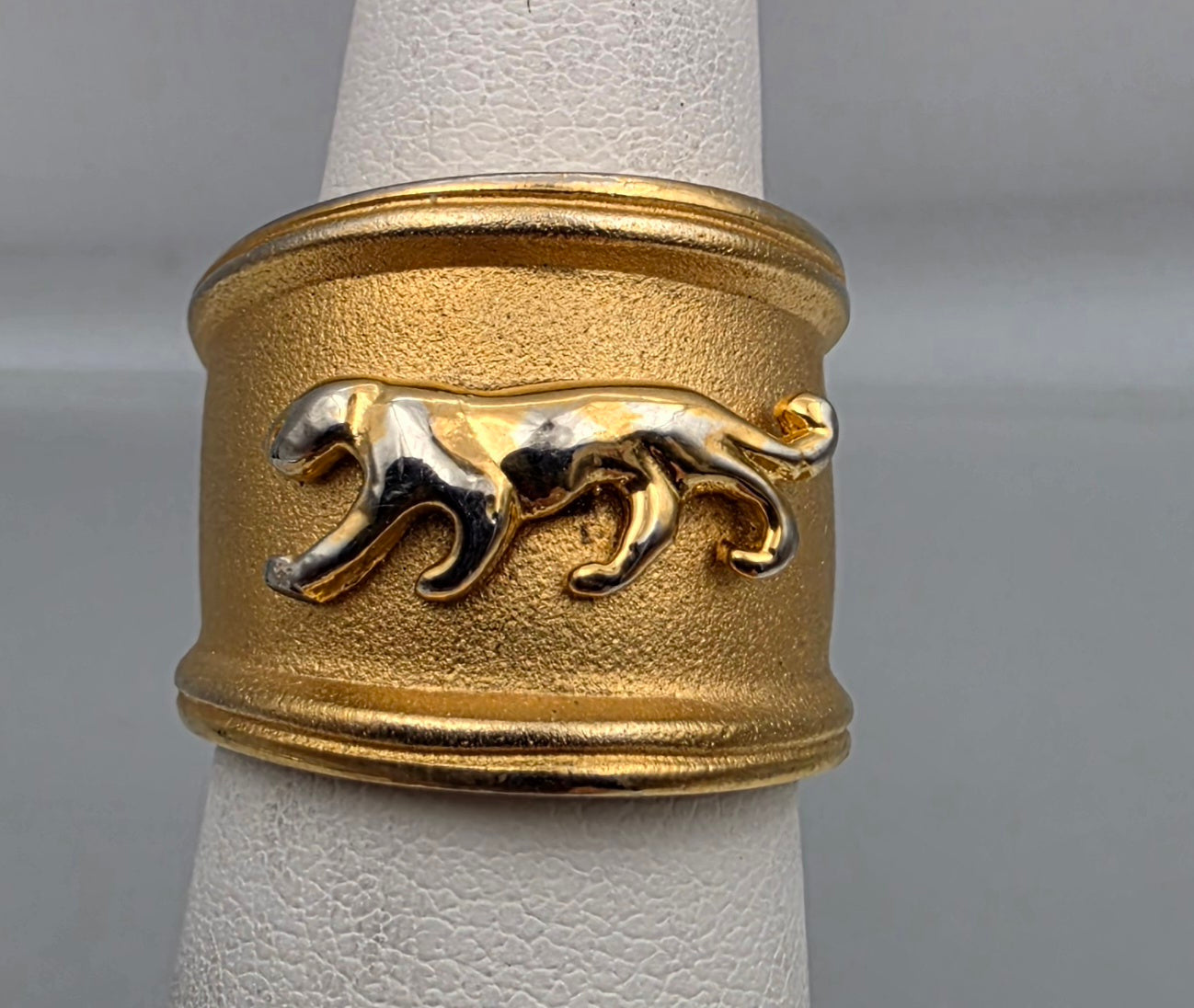 Gold Plated Mid Century Panther Ring Size 6