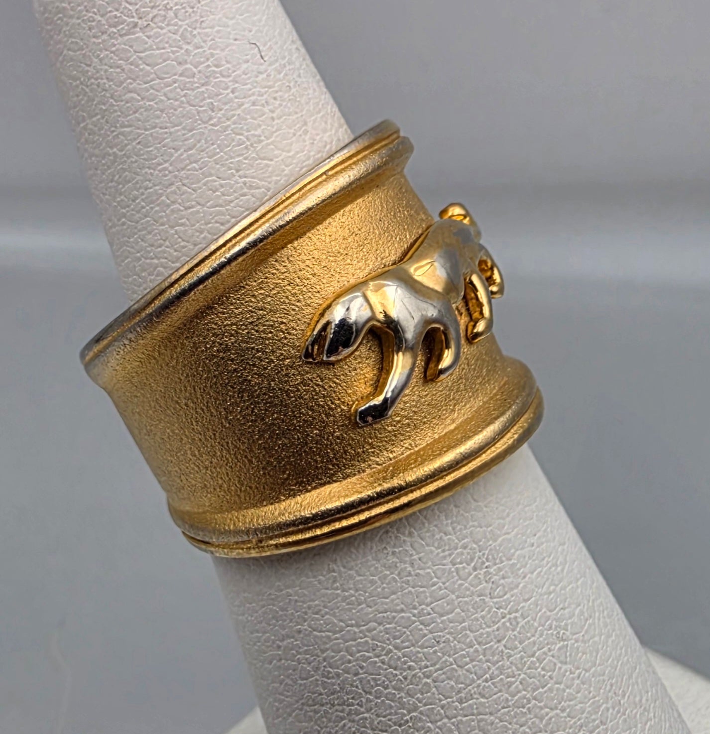 Gold Plated Mid Century Panther Ring Size 6