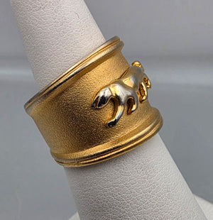 Gold Plated Mid Century Panther Ring Size 6