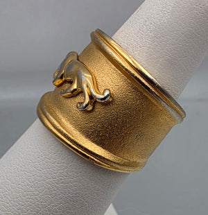 Gold Plated Mid Century Panther Ring Size 6