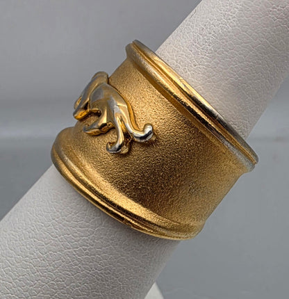 Gold Plated Mid Century Panther Ring Size 6