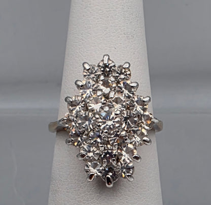 Vintage 18k Gold Electroplated Sterling Silver Cluster Ring Size 6.25