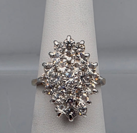 Vintage 18k Gold Electroplated Sterling Silver Cluster Ring Size 6.25