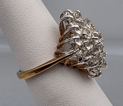 Vintage 18k Gold Electroplated Sterling Silver Cluster Ring Size 6.25