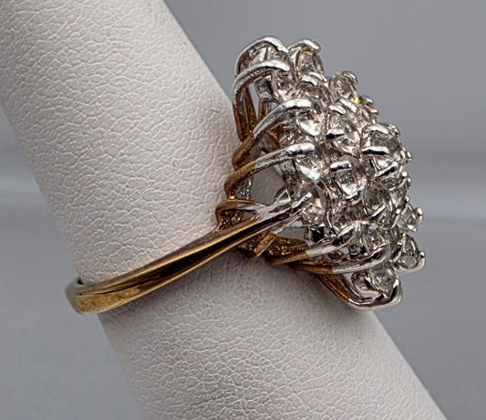 Vintage 18k Gold Electroplated Sterling Silver Cluster Ring Size 6.25