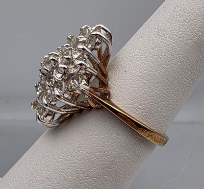 Vintage 18k Gold Electroplated Sterling Silver Cluster Ring Size 6.25