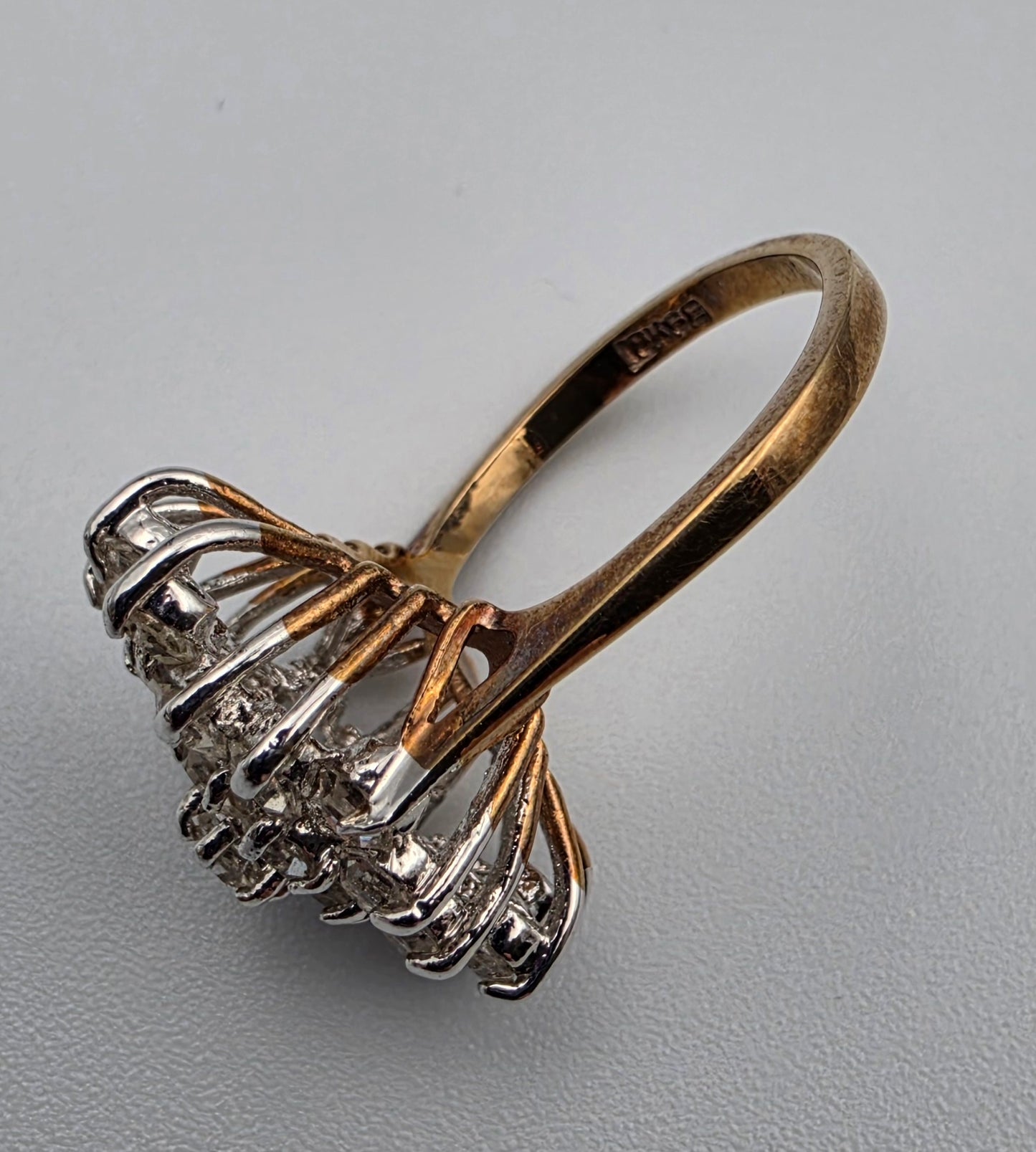 Vintage 18k Gold Electroplated Sterling Silver Cluster Ring Size 6.25