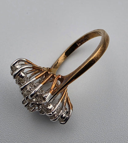 Vintage 18k Gold Electroplated Sterling Silver Cluster Ring Size 6.25