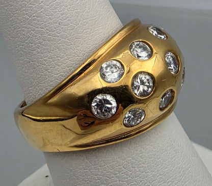 Goldtone /Clear Rhinestone Vintage Dome Ring Size 8