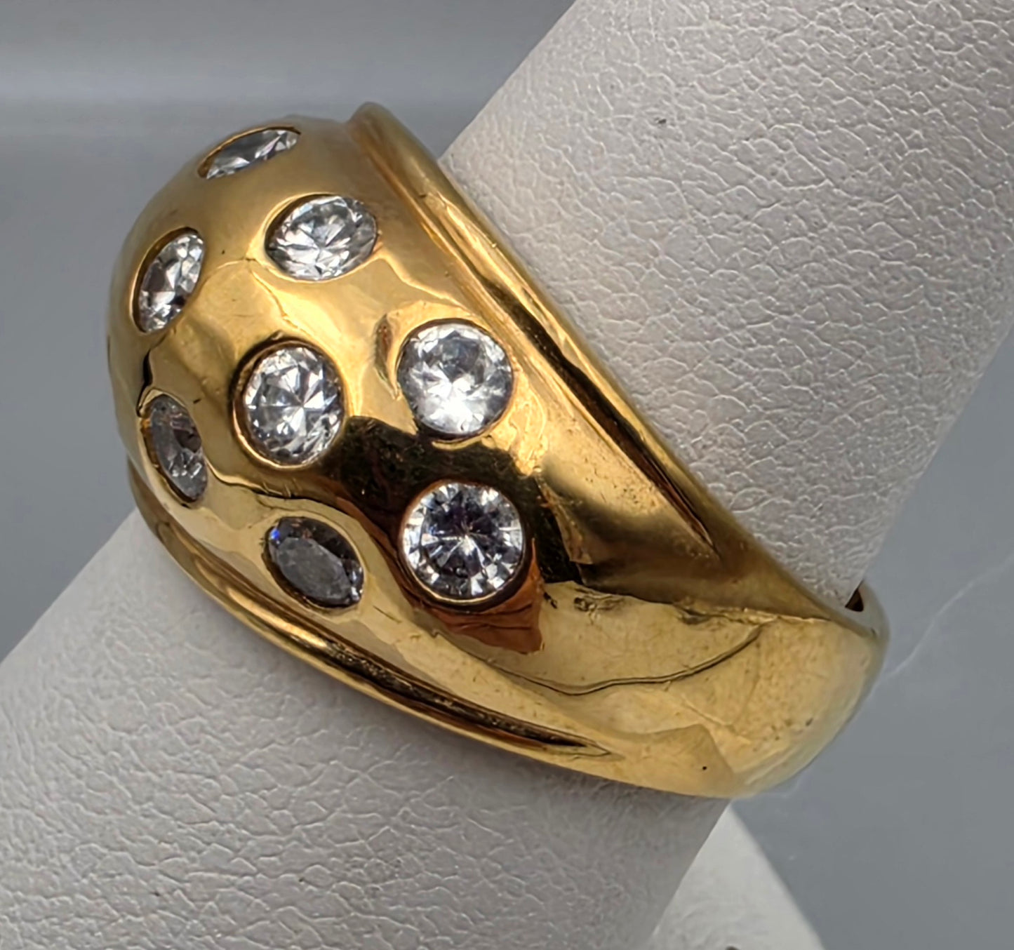 Goldtone /Clear Rhinestone Vintage Dome Ring Size 8