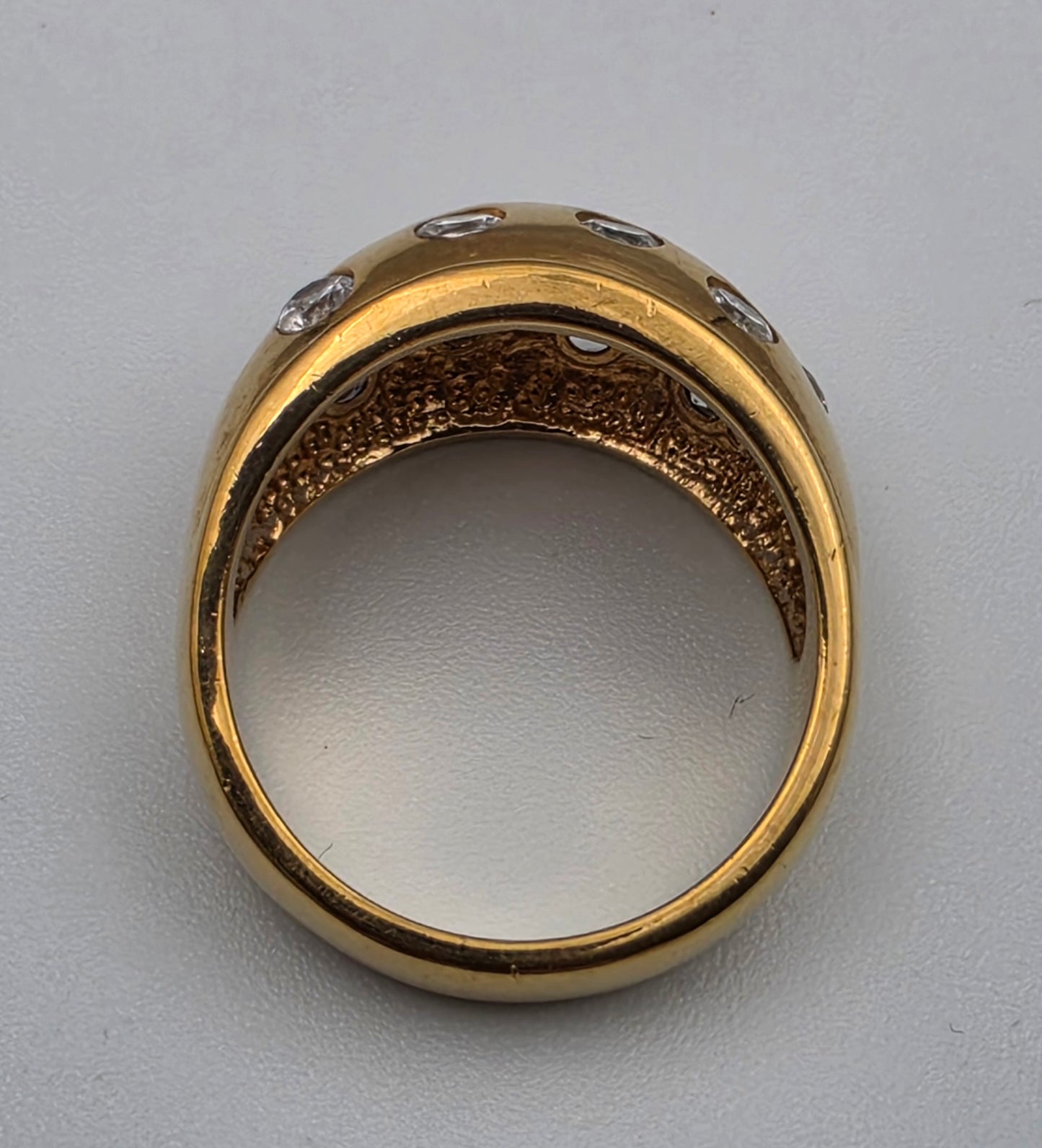 Goldtone /Clear Rhinestone Vintage Dome Ring Size 8