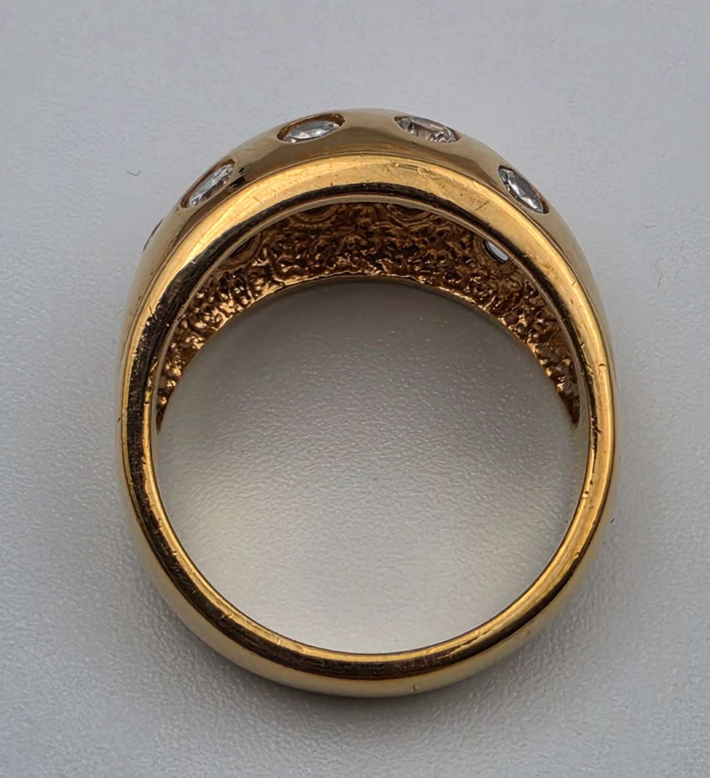 Goldtone /Clear Rhinestone Vintage Dome Ring Size 8