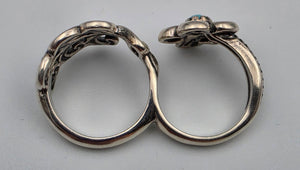 CAROLYN POLLACK Signed Turquoise/Sterling Silver Filagree Double Ring Sizes 8 and 7