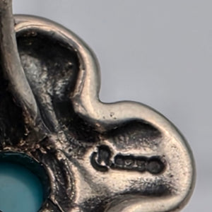 CAROLYN POLLACK Signed Turquoise/Sterling Silver Filagree Double Ring Sizes 8 and 7