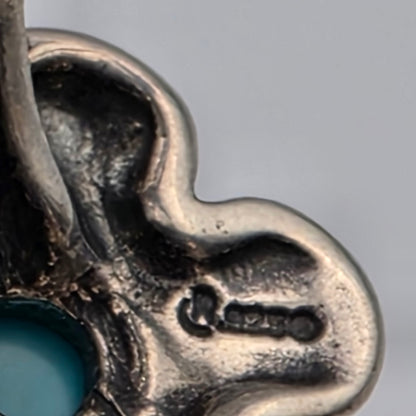 CAROLYN POLLACK Signed Turquoise/Sterling Silver Filagree Double Ring Sizes 8 and 7