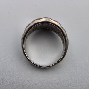 Turquoise Chip Inlay/Onyx/Sterling Silver Ring Size 9.25