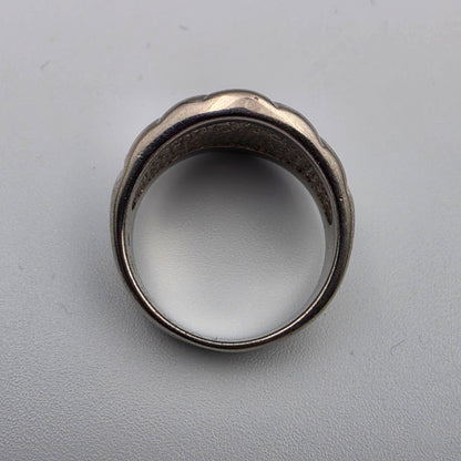Turquoise Chip Inlay/Onyx/Sterling Silver Ring Size 9.25