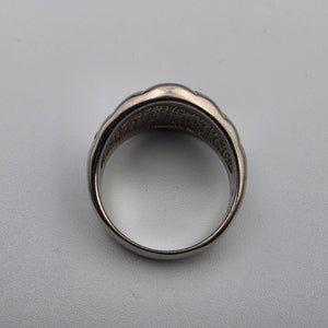 Turquoise Chip Inlay/Onyx/Sterling Silver Ring Size 9.25