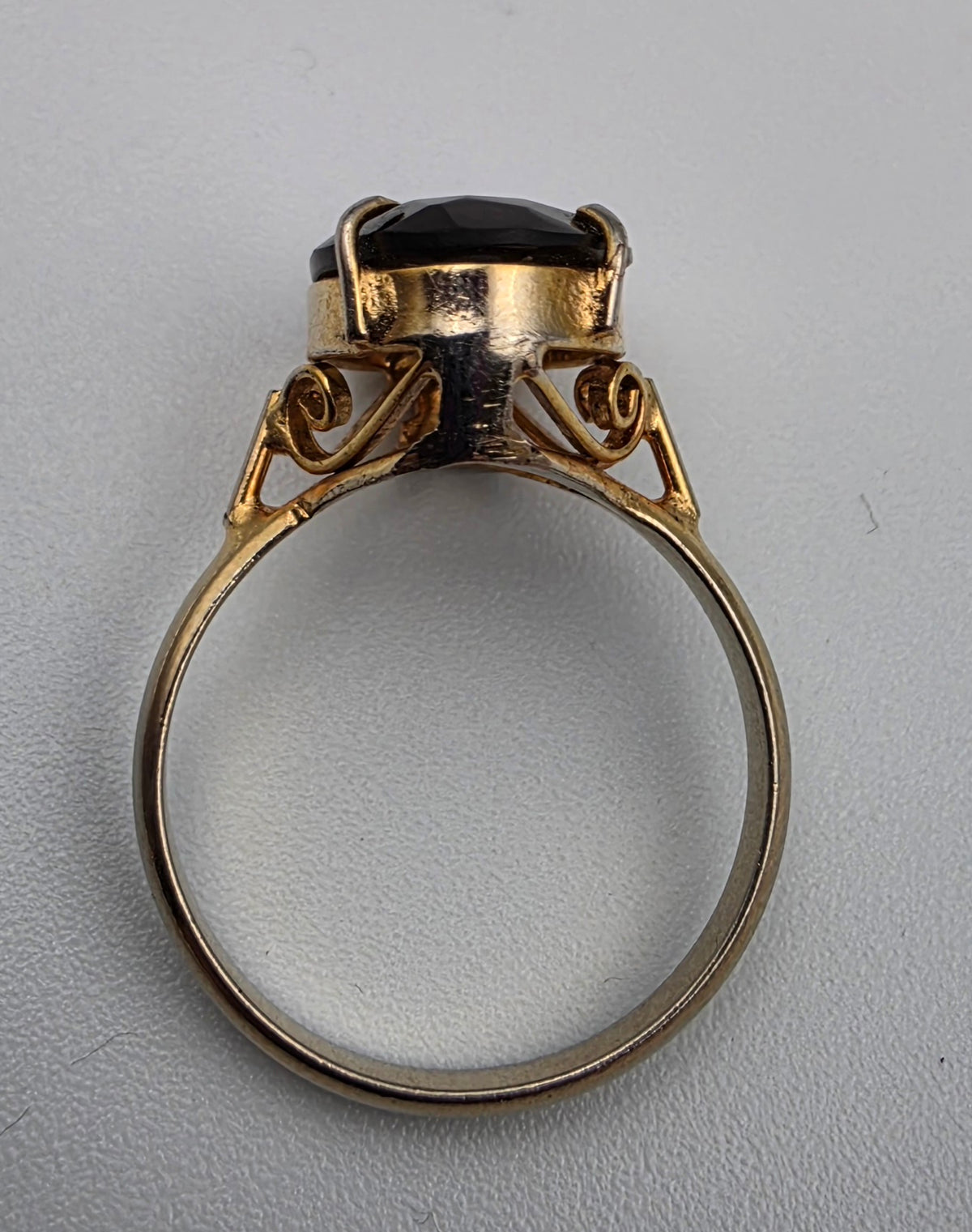 Smoky Quartz/Gold Plated Filagree Ring Size 6.5