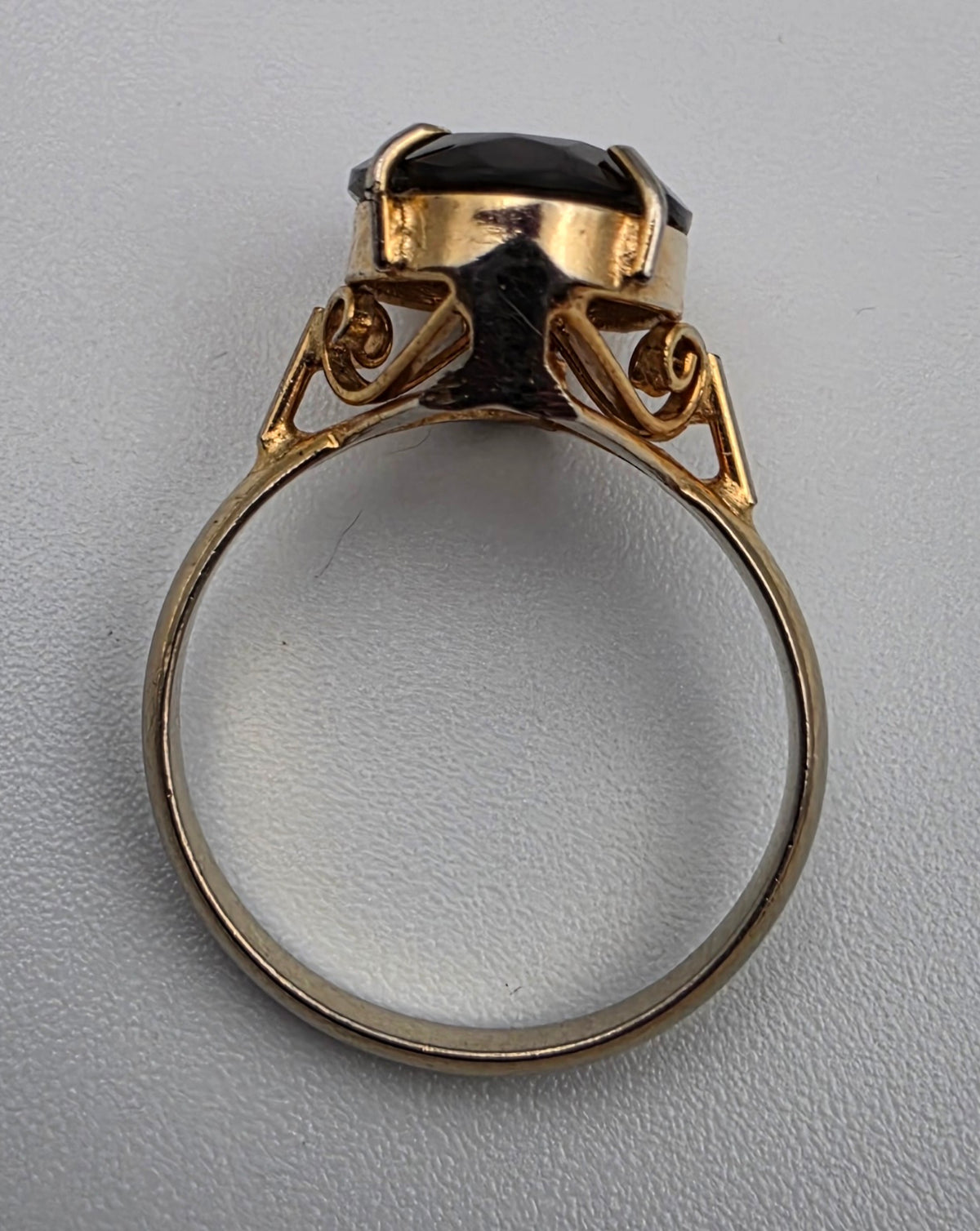 Smoky Quartz/Gold Plated Filagree Ring Size 6.5