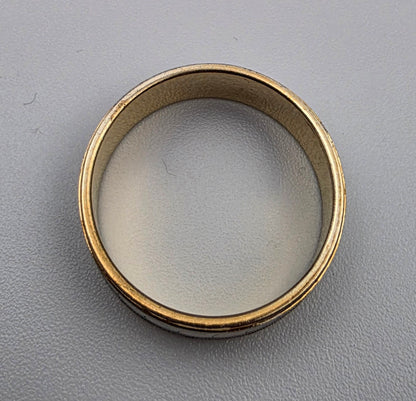 SETA CORPORATION Two Tone/Hand Carved/Gold/Silver Plated Band Ring Size 9