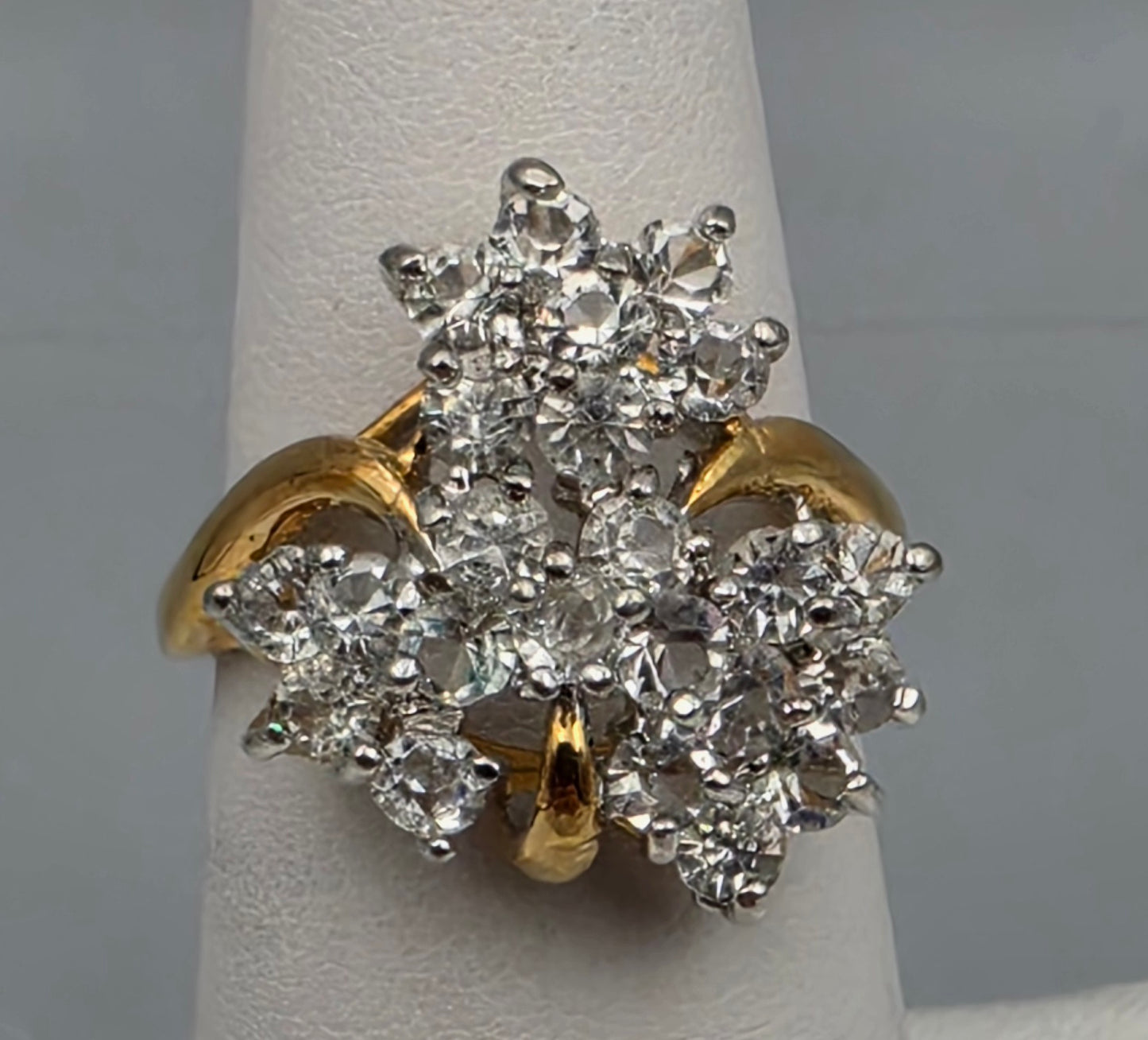 18k  Gold Electroplated Vintage Cluster Ring Size 6.25