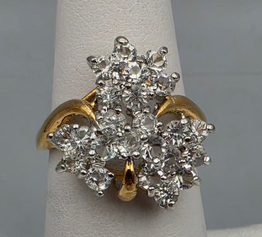 18k  Gold Electroplated Vintage Cluster Ring Size 6.25