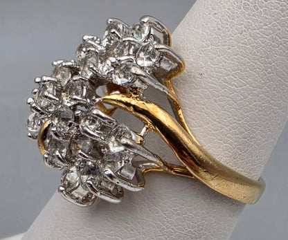 18k  Gold Electroplated Vintage Cluster Ring Size 6.25
