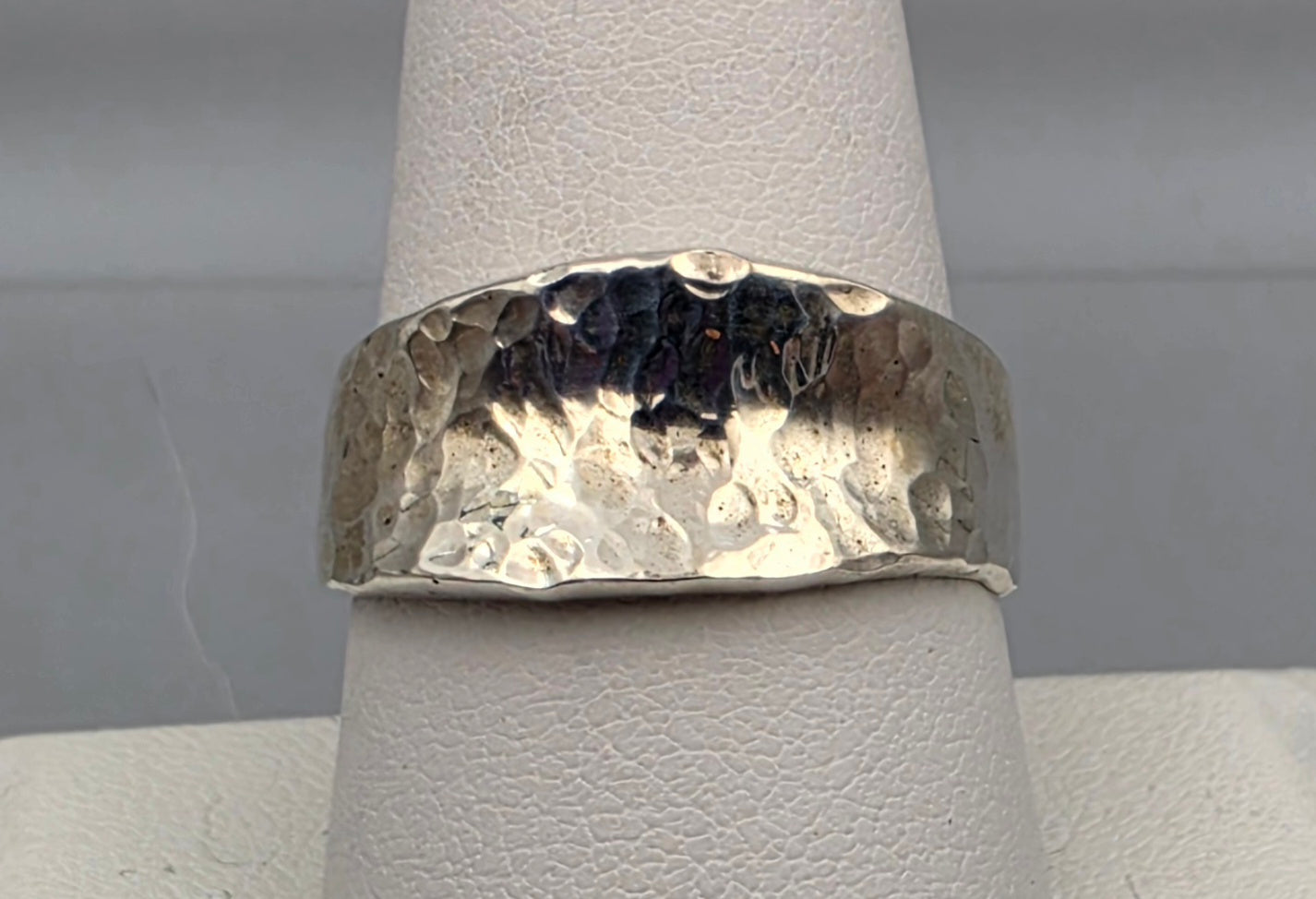 Mexican Sterling Silver Hammered/Concave Band Ring Size 9.5