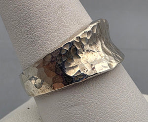 Mexican Sterling Silver Hammered/Concave Band Ring Size 9.5