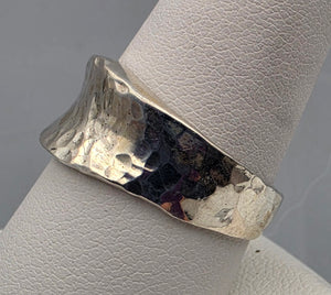 Mexican Sterling Silver Hammered/Concave Band Ring Size 9.5
