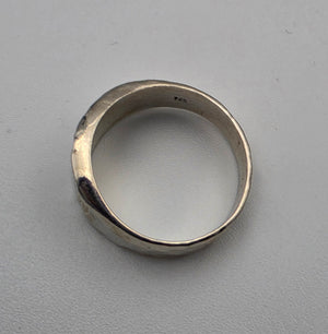 Mexican Sterling Silver Hammered/Concave Band Ring Size 9.5