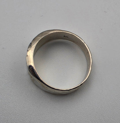 Mexican Sterling Silver Hammered/Concave Band Ring Size 9.5